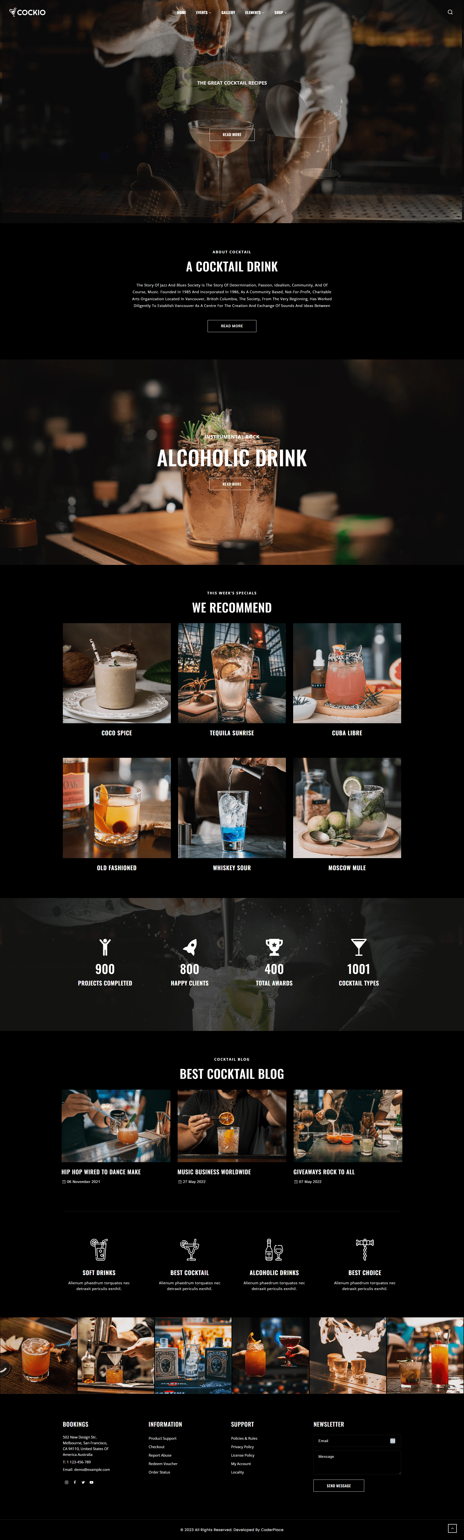 Restaurant and Cocktail Bar WordPress Theme